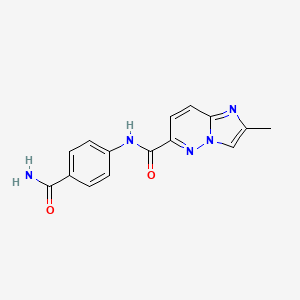 molecular formula C15H13N5O2 B6469529 N-(4-carbamoylphenyl)-2-methylimidazo[1,2-b]pyridazine-6-carboxamide CAS No. 2640886-57-1