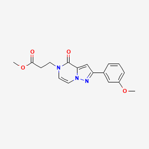 molecular formula C17H17N3O4 B6469545 methyl 3-[2-(3-methoxyphenyl)-4-oxo-4H,5H-pyrazolo[1,5-a]pyrazin-5-yl]propanoate CAS No. 2640968-94-9