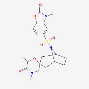 molecular formula C20H25N3O6S B6469547 4',6'-dimethyl-8-[(3-methyl-2-oxo-2,3-dihydro-1,3-benzoxazol-5-yl)sulfonyl]-8-azaspiro[bicyclo[3.2.1]octane-3,2'-morpholin]-5'-one CAS No. 2640818-37-5