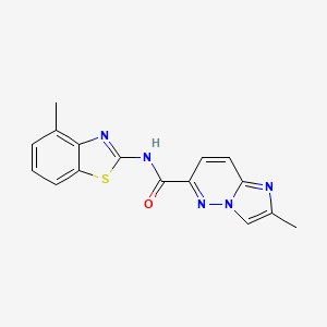 molecular formula C16H13N5OS B6469621 2-methyl-N-(4-methyl-1,3-benzothiazol-2-yl)imidazo[1,2-b]pyridazine-6-carboxamide CAS No. 2640968-37-0