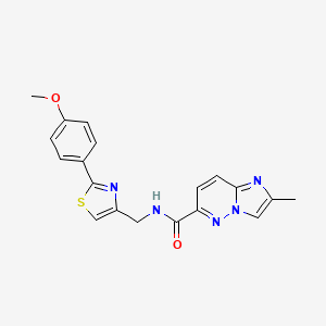 molecular formula C19H17N5O2S B6469641 N-{[2-(4-methoxyphenyl)-1,3-thiazol-4-yl]methyl}-2-methylimidazo[1,2-b]pyridazine-6-carboxamide CAS No. 2640877-85-4