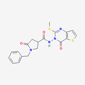 molecular formula C19H18N4O3S2 B6469680 1-benzyl-N-[2-(methylsulfanyl)-4-oxo-3H,4H-thieno[3,2-d]pyrimidin-3-yl]-5-oxopyrrolidine-3-carboxamide CAS No. 2640892-43-7