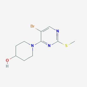 molecular formula C10H14BrN3OS B6469746 1-[5-bromo-2-(methylsulfanyl)pyrimidin-4-yl]piperidin-4-ol CAS No. 2640978-47-6