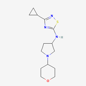 molecular formula C14H22N4OS B6470072 3-cyclopropyl-N-[1-(oxan-4-yl)pyrrolidin-3-yl]-1,2,4-thiadiazol-5-amine CAS No. 2640861-05-6