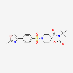 molecular formula C21H25N3O6S B6470243 3-tert-butyl-8-[4-(2-methyl-1,3-oxazol-4-yl)benzenesulfonyl]-1-oxa-3,8-diazaspiro[4.5]decane-2,4-dione CAS No. 2640965-85-9