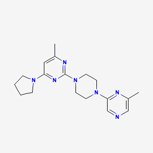 molecular formula C18H25N7 B6470318 4-methyl-2-[4-(6-methylpyrazin-2-yl)piperazin-1-yl]-6-(pyrrolidin-1-yl)pyrimidine CAS No. 2640958-55-8