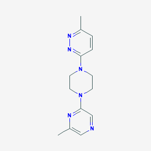 molecular formula C14H18N6 B6470355 2-methyl-6-[4-(6-methylpyridazin-3-yl)piperazin-1-yl]pyrazine CAS No. 2640847-03-4