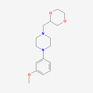 molecular formula C16H24N2O3 B6470378 1-[(1,4-dioxan-2-yl)methyl]-4-(3-methoxyphenyl)piperazine CAS No. 2640959-28-8