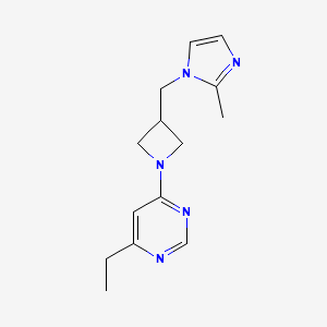 molecular formula C14H19N5 B6470417 4-ethyl-6-{3-[(2-methyl-1H-imidazol-1-yl)methyl]azetidin-1-yl}pyrimidine CAS No. 2640975-20-6