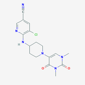 molecular formula C17H19ClN6O2 B6470556 5-chloro-6-{[1-(1,3-dimethyl-2,4-dioxo-1,2,3,4-tetrahydropyrimidin-5-yl)piperidin-4-yl]amino}pyridine-3-carbonitrile CAS No. 2640843-62-3