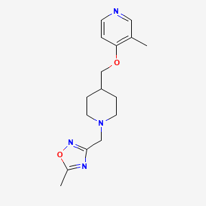 molecular formula C16H22N4O2 B6470755 3-methyl-4-({1-[(5-methyl-1,2,4-oxadiazol-3-yl)methyl]piperidin-4-yl}methoxy)pyridine CAS No. 2640956-32-5