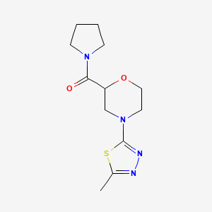 molecular formula C12H18N4O2S B6470923 4-(5-methyl-1,3,4-thiadiazol-2-yl)-2-(pyrrolidine-1-carbonyl)morpholine CAS No. 2640891-80-9