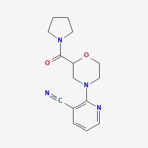 molecular formula C15H18N4O2 B6470953 2-[2-(pyrrolidine-1-carbonyl)morpholin-4-yl]pyridine-3-carbonitrile CAS No. 2640835-54-5