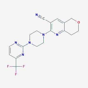 molecular formula C18H17F3N6O B6470989 2-{4-[4-(trifluoromethyl)pyrimidin-2-yl]piperazin-1-yl}-5H,7H,8H-pyrano[4,3-b]pyridine-3-carbonitrile CAS No. 2640884-94-0