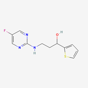 molecular formula C11H12FN3OS B6471100 3-[(5-fluoropyrimidin-2-yl)amino]-1-(thiophen-2-yl)propan-1-ol CAS No. 2640959-59-5