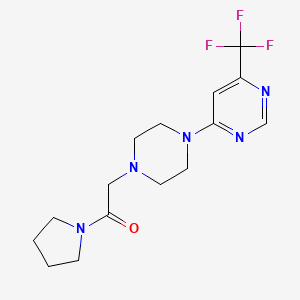 molecular formula C15H20F3N5O B6471103 1-(pyrrolidin-1-yl)-2-{4-[6-(trifluoromethyl)pyrimidin-4-yl]piperazin-1-yl}ethan-1-one CAS No. 2640962-15-6