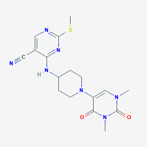 molecular formula C17H21N7O2S B6471113 4-{[1-(1,3-dimethyl-2,4-dioxo-1,2,3,4-tetrahydropyrimidin-5-yl)piperidin-4-yl]amino}-2-(methylsulfanyl)pyrimidine-5-carbonitrile CAS No. 2640886-08-2