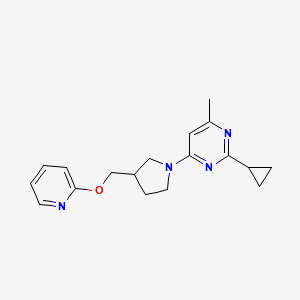 molecular formula C18H22N4O B6471202 2-cyclopropyl-4-methyl-6-{3-[(pyridin-2-yloxy)methyl]pyrrolidin-1-yl}pyrimidine CAS No. 2640975-56-8