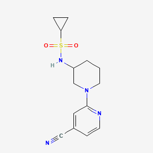 molecular formula C14H18N4O2S B6471276 N-[1-(4-cyanopyridin-2-yl)piperidin-3-yl]cyclopropanesulfonamide CAS No. 2640886-28-6