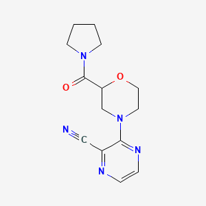 molecular formula C14H17N5O2 B6471346 3-[2-(pyrrolidine-1-carbonyl)morpholin-4-yl]pyrazine-2-carbonitrile CAS No. 2640872-92-8