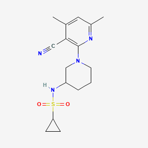 molecular formula C16H22N4O2S B6471376 N-[1-(3-cyano-4,6-dimethylpyridin-2-yl)piperidin-3-yl]cyclopropanesulfonamide CAS No. 2640881-80-5