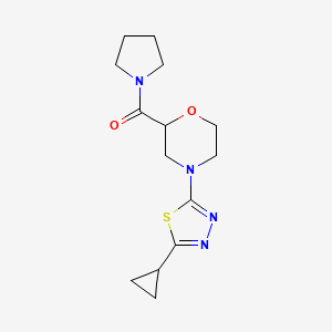 molecular formula C14H20N4O2S B6471383 4-(5-cyclopropyl-1,3,4-thiadiazol-2-yl)-2-(pyrrolidine-1-carbonyl)morpholine CAS No. 2640886-35-5