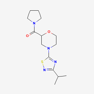 molecular formula C14H22N4O2S B6471391 4-[3-(propan-2-yl)-1,2,4-thiadiazol-5-yl]-2-(pyrrolidine-1-carbonyl)morpholine CAS No. 2640830-14-2