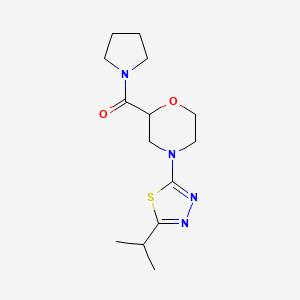 molecular formula C14H22N4O2S B6471395 4-[5-(propan-2-yl)-1,3,4-thiadiazol-2-yl]-2-(pyrrolidine-1-carbonyl)morpholine CAS No. 2640886-38-8