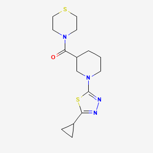 molecular formula C15H22N4OS2 B6471448 4-[1-(5-cyclopropyl-1,3,4-thiadiazol-2-yl)piperidine-3-carbonyl]thiomorpholine CAS No. 2640877-84-3