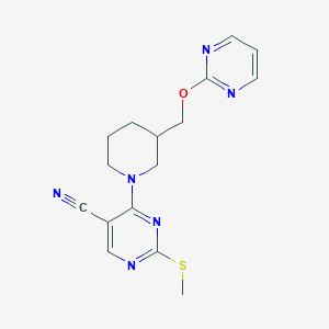 molecular formula C16H18N6OS B6471494 2-(methylsulfanyl)-4-{3-[(pyrimidin-2-yloxy)methyl]piperidin-1-yl}pyrimidine-5-carbonitrile CAS No. 2640954-38-5