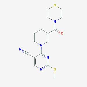 molecular formula C16H21N5OS2 B6471525 2-(methylsulfanyl)-4-[3-(thiomorpholine-4-carbonyl)piperidin-1-yl]pyrimidine-5-carbonitrile CAS No. 2640956-30-3