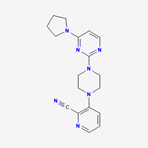 molecular formula C18H21N7 B6471591 3-{4-[4-(pyrrolidin-1-yl)pyrimidin-2-yl]piperazin-1-yl}pyridine-2-carbonitrile CAS No. 2640828-87-9