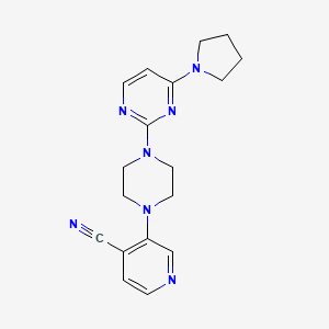 molecular formula C18H21N7 B6471598 3-{4-[4-(pyrrolidin-1-yl)pyrimidin-2-yl]piperazin-1-yl}pyridine-4-carbonitrile CAS No. 2640966-60-3