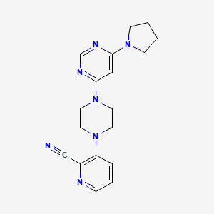 molecular formula C18H21N7 B6471616 3-{4-[6-(pyrrolidin-1-yl)pyrimidin-4-yl]piperazin-1-yl}pyridine-2-carbonitrile CAS No. 2640863-48-3