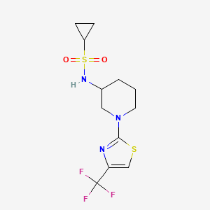 molecular formula C12H16F3N3O2S2 B6471640 N-{1-[4-(trifluoromethyl)-1,3-thiazol-2-yl]piperidin-3-yl}cyclopropanesulfonamide CAS No. 2640881-95-2