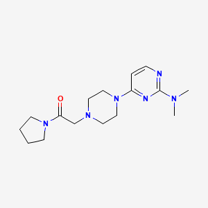 molecular formula C16H26N6O B6471679 2-{4-[2-(dimethylamino)pyrimidin-4-yl]piperazin-1-yl}-1-(pyrrolidin-1-yl)ethan-1-one CAS No. 2422417-74-9