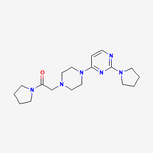 molecular formula C18H28N6O B6471772 1-(pyrrolidin-1-yl)-2-{4-[2-(pyrrolidin-1-yl)pyrimidin-4-yl]piperazin-1-yl}ethan-1-one CAS No. 2426935-75-1