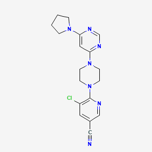 molecular formula C18H20ClN7 B6471913 5-chloro-6-{4-[6-(pyrrolidin-1-yl)pyrimidin-4-yl]piperazin-1-yl}pyridine-3-carbonitrile CAS No. 2640885-41-0