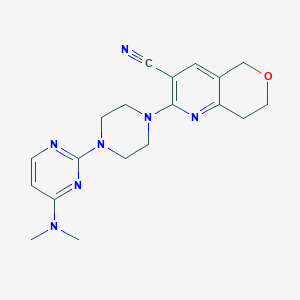 molecular formula C19H23N7O B6471963 2-{4-[4-(dimethylamino)pyrimidin-2-yl]piperazin-1-yl}-5H,7H,8H-pyrano[4,3-b]pyridine-3-carbonitrile CAS No. 2640885-43-2