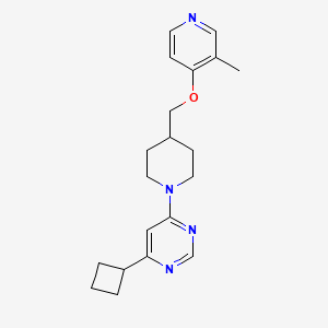 molecular formula C20H26N4O B6472004 4-cyclobutyl-6-(4-{[(3-methylpyridin-4-yl)oxy]methyl}piperidin-1-yl)pyrimidine CAS No. 2640818-53-5