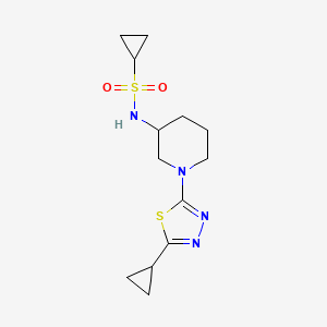 molecular formula C13H20N4O2S2 B6472056 N-[1-(5-cyclopropyl-1,3,4-thiadiazol-2-yl)piperidin-3-yl]cyclopropanesulfonamide CAS No. 2640979-18-4