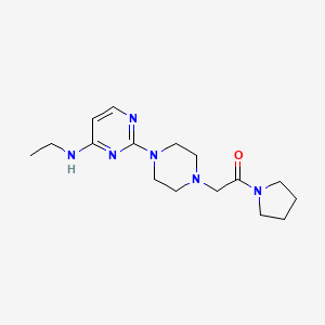 molecular formula C16H26N6O B6472158 2-{4-[4-(ethylamino)pyrimidin-2-yl]piperazin-1-yl}-1-(pyrrolidin-1-yl)ethan-1-one CAS No. 2640959-78-8