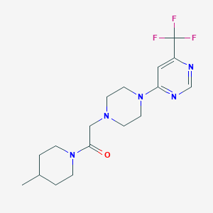 molecular formula C17H24F3N5O B6472290 1-(4-methylpiperidin-1-yl)-2-{4-[6-(trifluoromethyl)pyrimidin-4-yl]piperazin-1-yl}ethan-1-one CAS No. 2640877-90-1