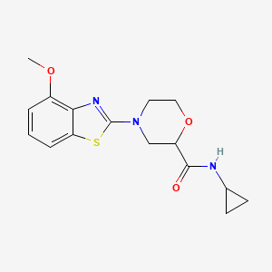 molecular formula C16H19N3O3S B6472335 N-cyclopropyl-4-(4-methoxy-1,3-benzothiazol-2-yl)morpholine-2-carboxamide CAS No. 2640865-61-6