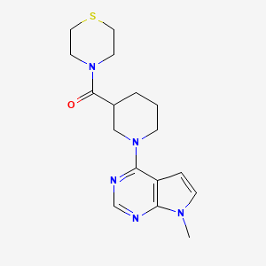 molecular formula C17H23N5OS B6472427 4-(1-{7-methyl-7H-pyrrolo[2,3-d]pyrimidin-4-yl}piperidine-3-carbonyl)thiomorpholine CAS No. 2640974-63-4