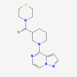 molecular formula C16H21N5OS B6472452 4-(1-{pyrazolo[1,5-a]pyrazin-4-yl}piperidine-3-carbonyl)thiomorpholine CAS No. 2640845-73-2