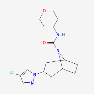 3-(4-chloro-1H-pyrazol-1-yl)-N-(oxan-4-yl)-8-azabicyclo[3.2.1]octane-8-carboxamide