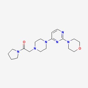 molecular formula C18H28N6O2 B6472489 2-{4-[2-(morpholin-4-yl)pyrimidin-4-yl]piperazin-1-yl}-1-(pyrrolidin-1-yl)ethan-1-one CAS No. 2640892-88-0