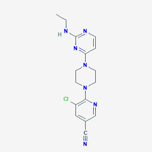 molecular formula C16H18ClN7 B6472495 5-chloro-6-{4-[2-(ethylamino)pyrimidin-4-yl]piperazin-1-yl}pyridine-3-carbonitrile CAS No. 2640962-67-8