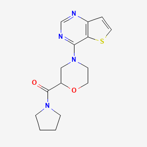 molecular formula C15H18N4O2S B6472515 2-(pyrrolidine-1-carbonyl)-4-{thieno[3,2-d]pyrimidin-4-yl}morpholine CAS No. 2640880-65-3